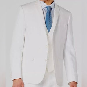 Bar III Men's White Slim-Fit Linen 3 Piece Suit Jacket Pants Vest - NWT